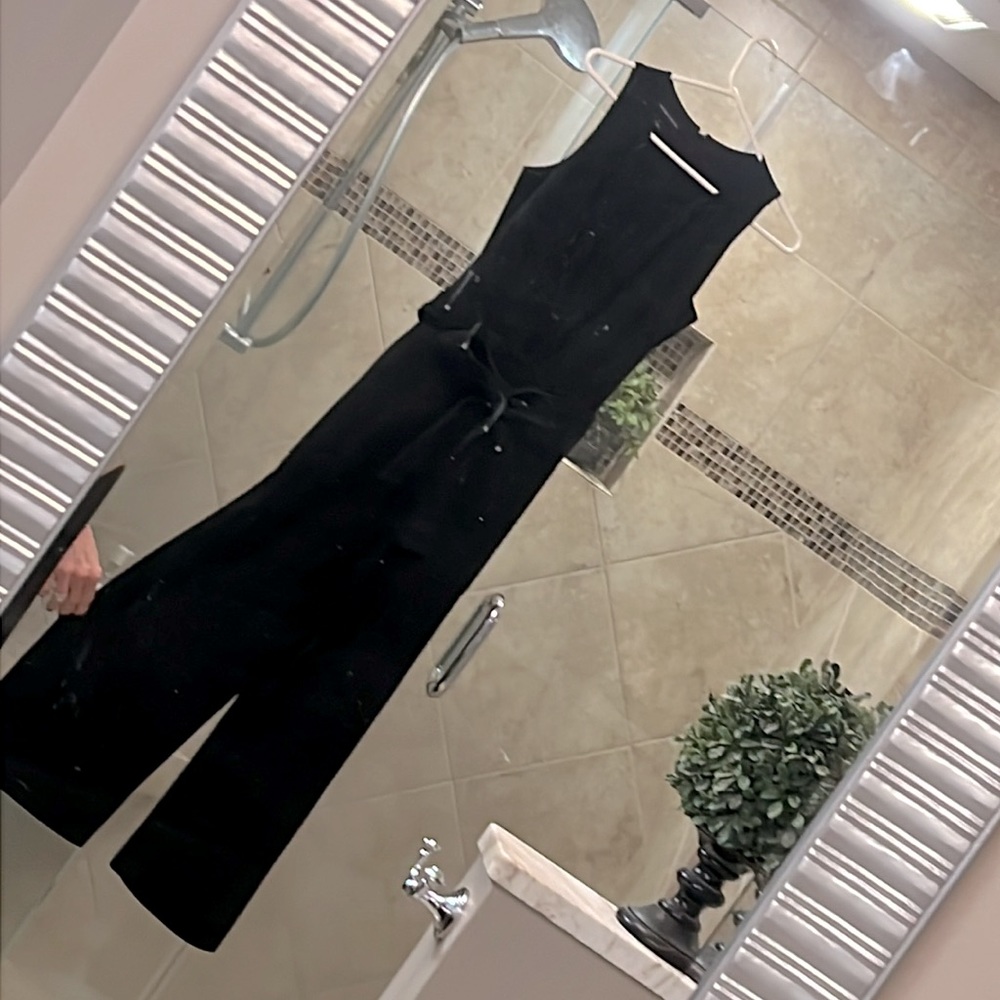 Microsuede wide-leg  jumpsuit
